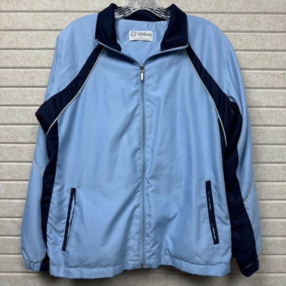 Wilson Men’s Light Blue Navy Colorblock Track Jacket Full Zip Size M
